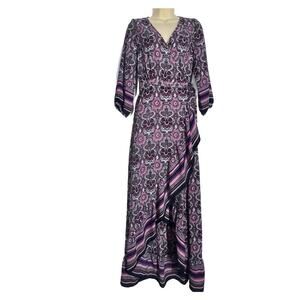 Wrap Dress Womens Small Whimsical Cottage Fairy Flowy Romance Feminine Drapey V